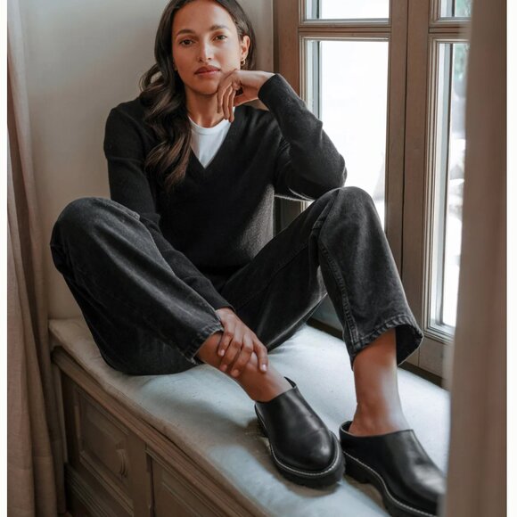 Jenni Kayne Leather Lug Mule in Black (38) - Picture 3 of 7